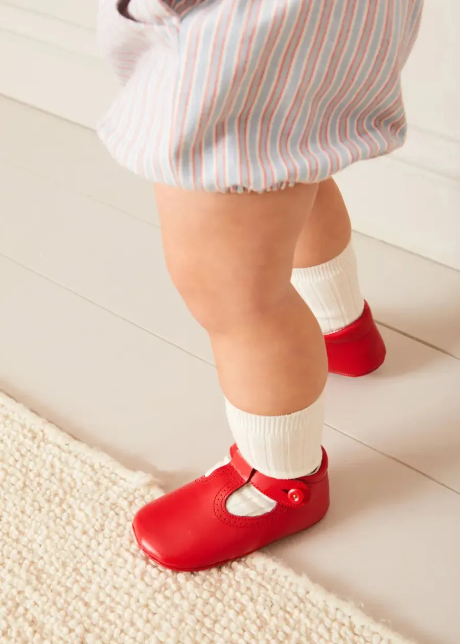 BOY Pepa London T-Bar Pram Shoes in Red (17-20EU)