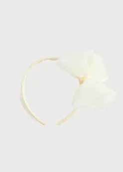 BOY Pepa London Traditional Big Bow Tulle Hairband in Ivory