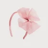 Pepa London Traditional Big Bow Tulle Hairband in Dusty Pink