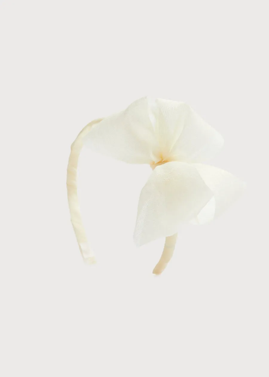 BOY Pepa London Traditional Big Bow Tulle Hairband in Ivory