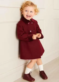 BOY Pepa London Traditional Double Breasted Coat in Burgundy (12mths-10yrs)