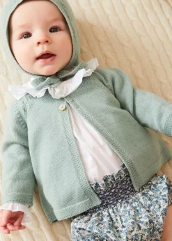 Pepa London Two Button Baby Cardigan in Green (1-9mths)