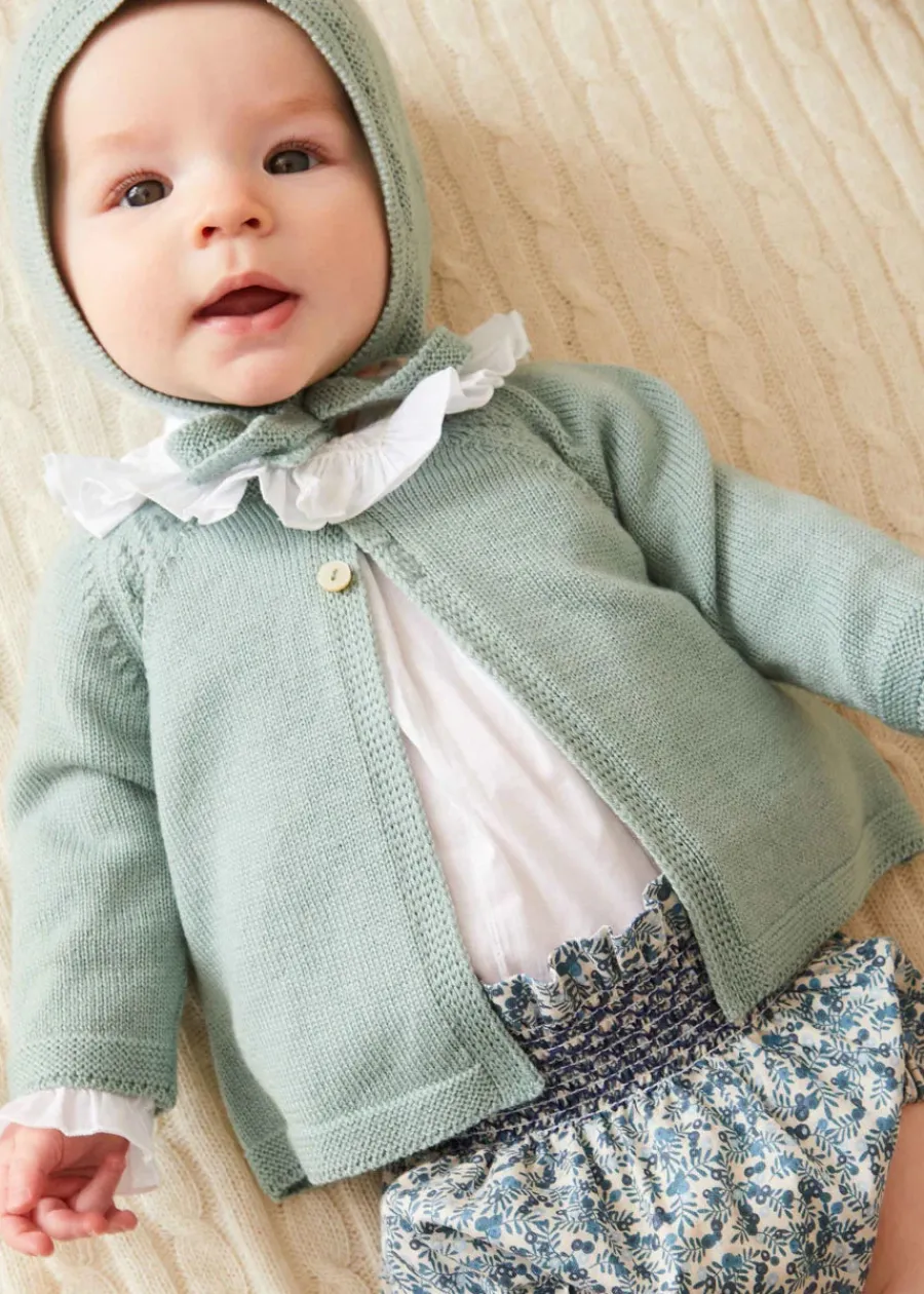 Pepa London Two Button Baby Cardigan in Green (1-9mths)