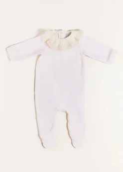 Pepa London Velour Lace Trim Collar All-In-One in Pink (1mth-12mths)