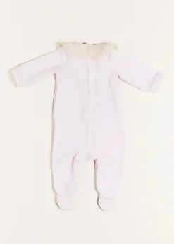 Pepa London Velour Lace Trim Collar All-In-One in Pink (1mth-12mths)