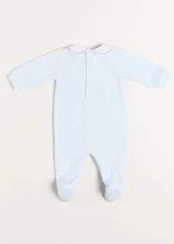 Pepa London Velour Peter Pan Collar All-In-One in Blue (1mth-12mths)
