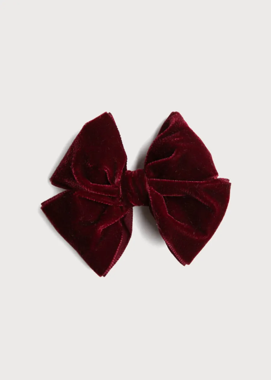 BOY Pepa London Velvet Big-Bow Clip in Burgundy