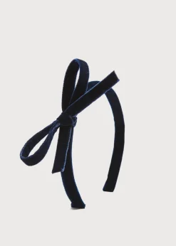 BOY Pepa London Velvet Hairband with Thin Navy Bow