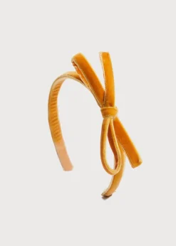 BOY Pepa London Velvet Hairband With Thin Mustard Bow