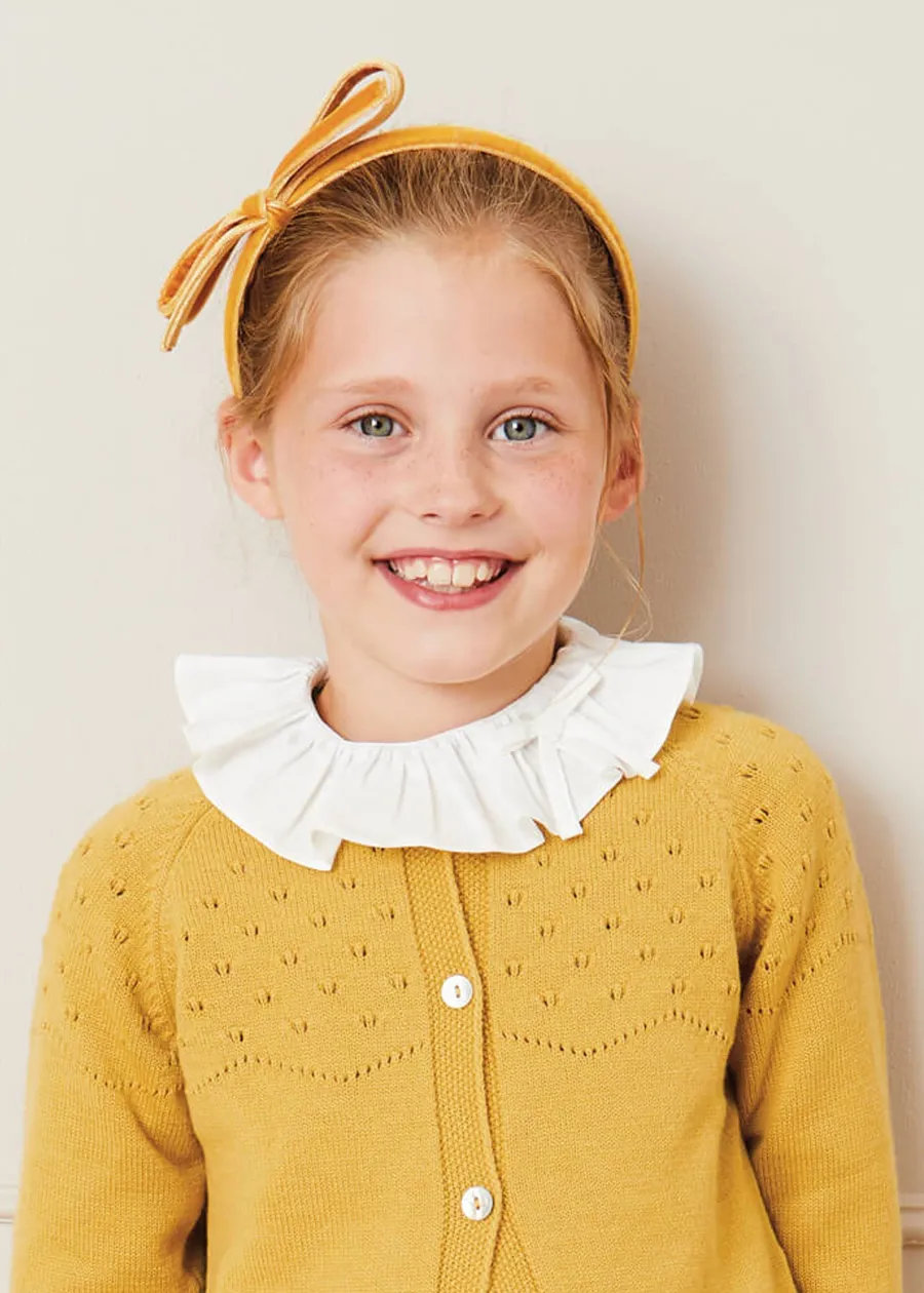 BOY Pepa London Velvet Hairband With Thin Mustard Bow