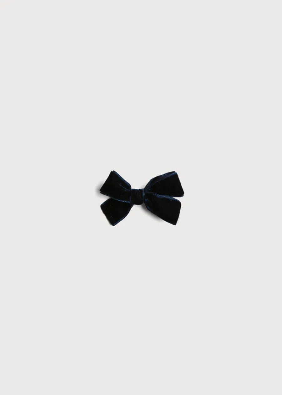 BOY Pepa London Velvet Medium-Bow Clip in Navy