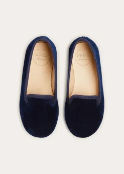 BOY Pepa London Velvet Slippers In Navy (24-34EU)