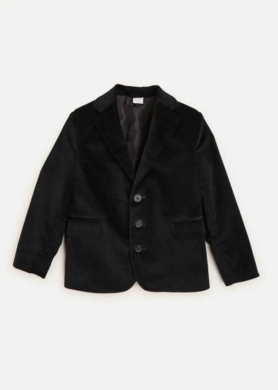 BOY Pepa London Velvet Three Button Blazer Jacket In Black (4-10yrs)