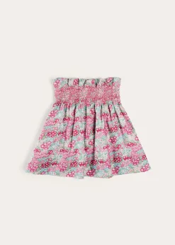 Pepa London Viola Floral Smocked Waistband Skirt in Pink (3-10yrs)