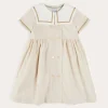 Pepa London Waterford Striped Mariner Collar Double Breasted Short Sleeve Dress in Beige (12mths-10yrs)