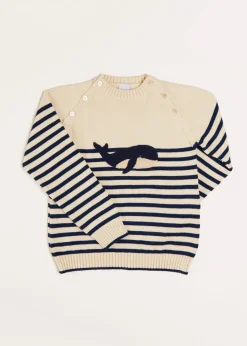 BOY Pepa London Whale Intarsia Striped Jumper in Blue (6mths-10yrs)
