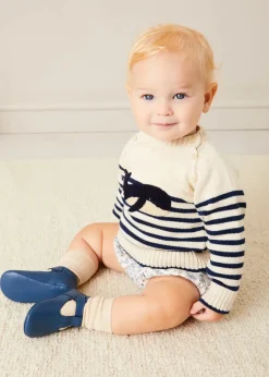 BOY Pepa London Whale Intarsia Striped Jumper in Blue (6mths-10yrs)
