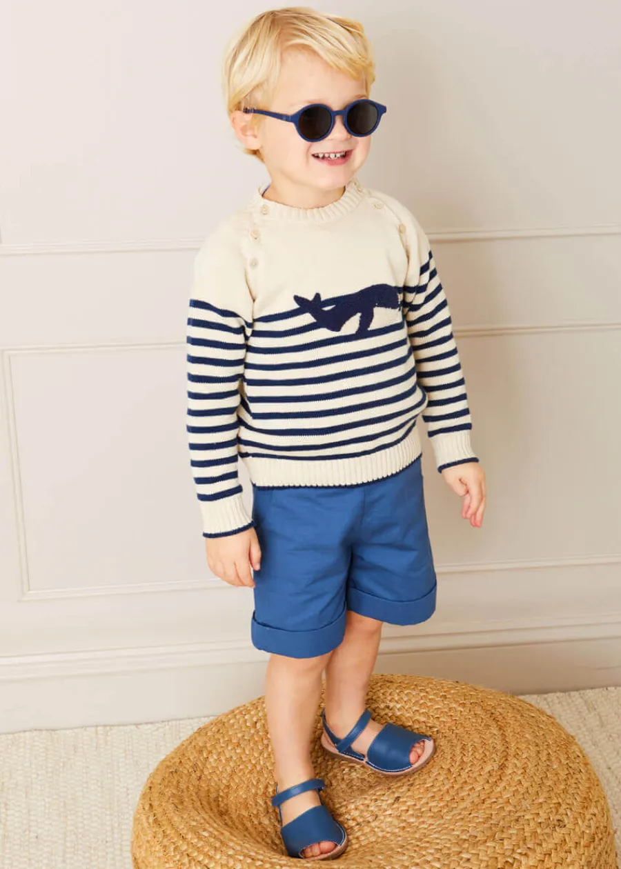 BOY Pepa London Whale Intarsia Striped Jumper in Blue (6mths-10yrs)