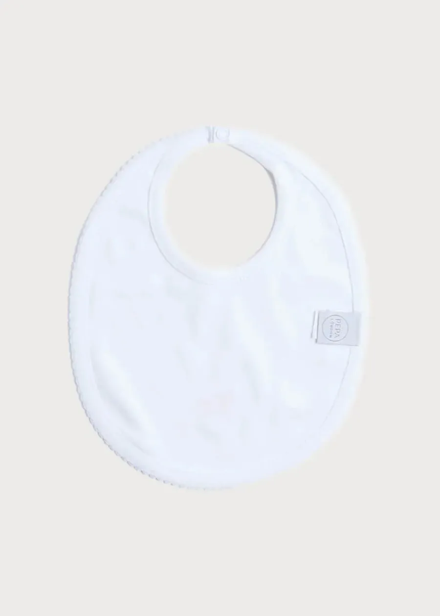 BOY Pepa London White Bib with Beige Embroidered Rocking Horse