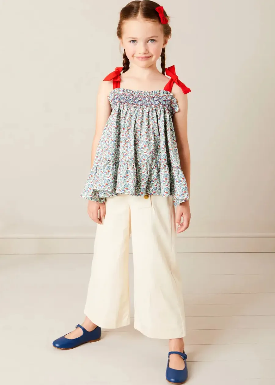 Pepa London Wide Leg Front Button Trousers in Beige (2-10yrs)