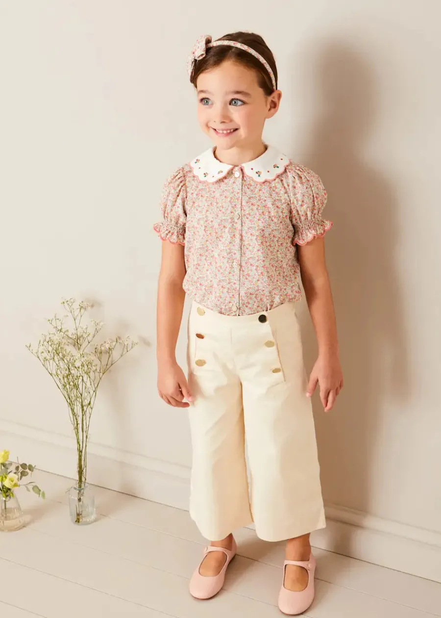 Pepa London Wide Leg Front Button Trousers in Beige (2-10yrs)