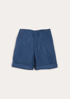 BOY Pepa London Wool Plain Shorts With Turn Ups In Blue (18mths-4yrs)