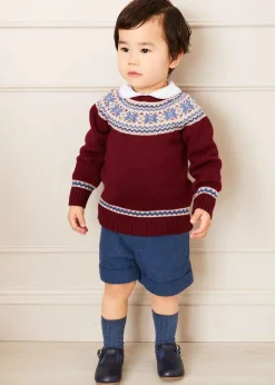 BOY Pepa London Wool Plain Shorts With Turn Ups In Blue (18mths-4yrs)