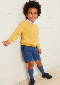 BOY Pepa London Wool Plain Shorts With Turn Ups In Blue (18mths-4yrs)
