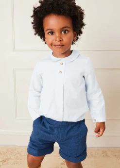 BOY Pepa London Wool Plain Shorts With Turn Ups In Blue (18mths-4yrs)