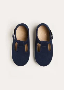 BOY Pepa London Woven T-Bar Baby Shoes in Navy (20-26EU)