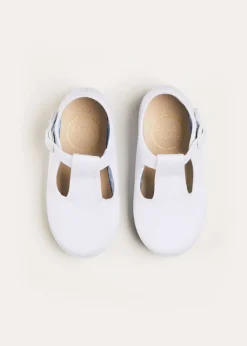 BOY Pepa London Woven T-Bar Baby Shoes in White (20-26EU)