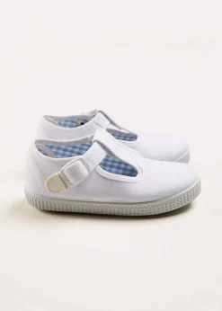 BOY Pepa London Woven T-Bar Baby Shoes in White (20-26EU)