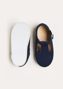 BOY Pepa London Woven T-Bar Baby Shoes in Navy (20-26EU)